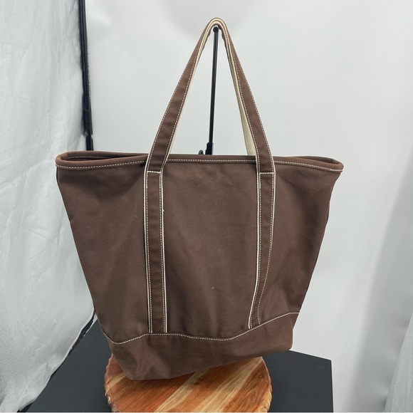 Lands’ End large brown canvas tote bag - Picture 4 of 11